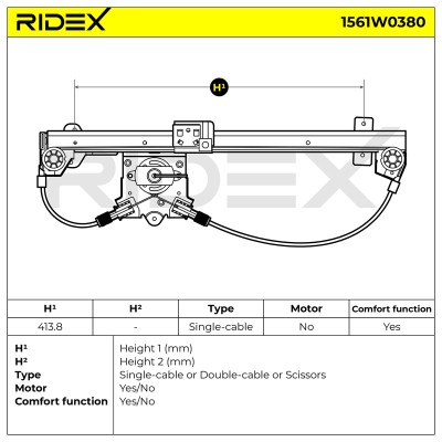 Podnośnik szyby RIDEX 1561W0380 1561W0380 - foto 6