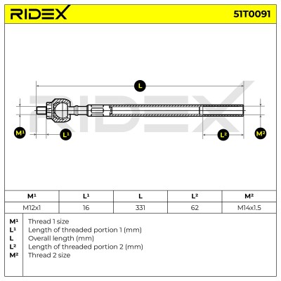 Drążek kierowniczy RIDEX 51T0091 51T0091 - foto 6