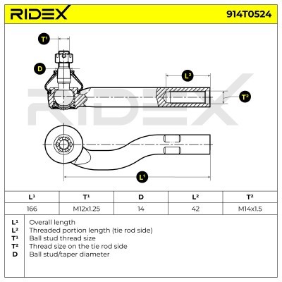 Końcówka drążka kierowniczego RIDEX 914T0524 914T0524 - foto 6