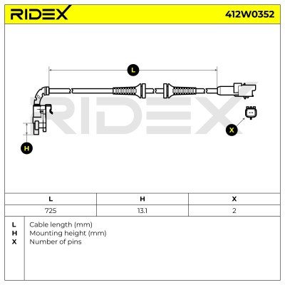 Czujnik ABS RIDEX 412W0352 412W0352 - foto 5