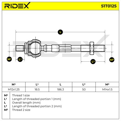 Drążek kierowniczy RIDEX 51T0125 51T0125 - foto 5