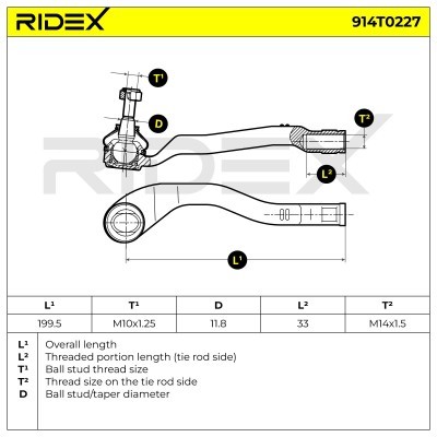 Końcówka drążka kierowniczego RIDEX 914T0227 914T0227 - foto 5