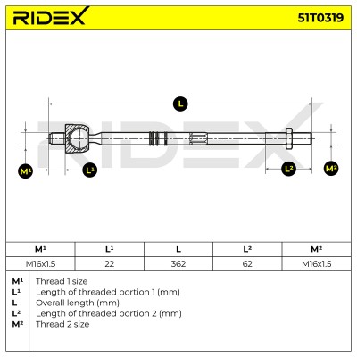 Drążek kierowniczy RIDEX 51T0319 51T0319 - foto 6