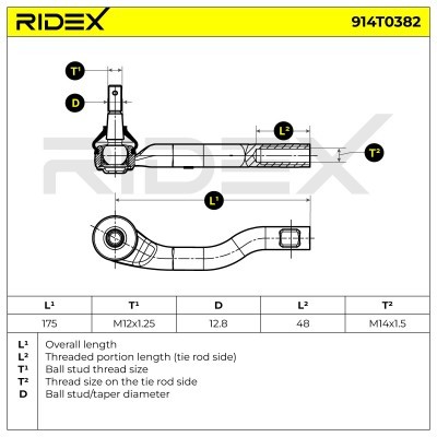 Końcówka drążka kierowniczego RIDEX 914T0382 914T0382 - foto 5