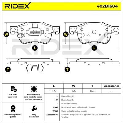 Klocki hamulcowe RIDEX 402B1604 402B1604 - foto 6