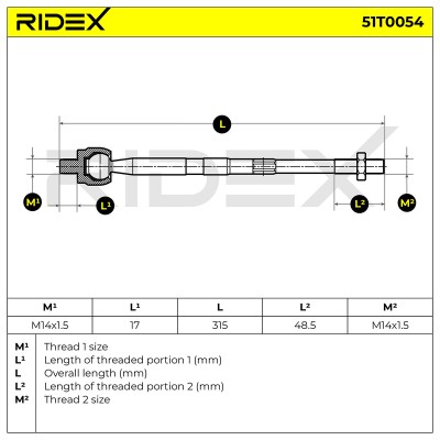 Drążek kierowniczy RIDEX 51T0054 51T0054 - foto 6