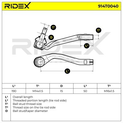 Końcówka drążka kierowniczego RIDEX 914T0040 914T0040 - foto 4