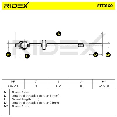 Drążek kierowniczy RIDEX 51T0160 51T0160 - foto 7