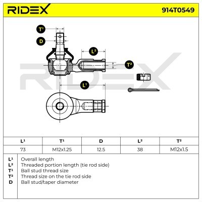 Końcówka drążka kierowniczego RIDEX 914T0549 914T0549 - foto 5