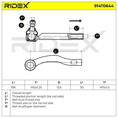 Końcówka drążka kierowniczego RIDEX 914T0644 914T0644 - foto 5