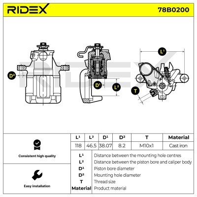 Zacisk Hamulcowy RIDEX 78B0200 78B0200 - foto 5