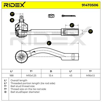 Końcówka drążka kierowniczego RIDEX 914T0506 914T0506 - foto 6
