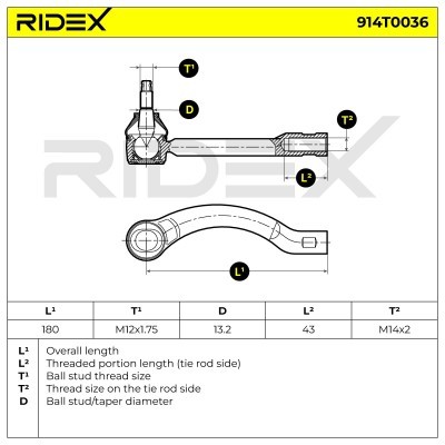 Końcówka drążka kierowniczego RIDEX 914T0036 914T0036 - foto 3