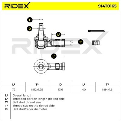 Końcówka drążka kierowniczego RIDEX 914T0165 914T0165 - foto 6