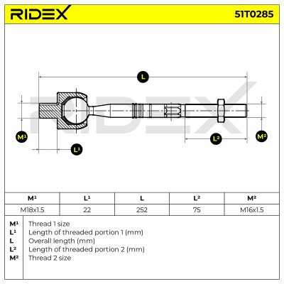 Drążek kierowniczy RIDEX 51T0285 51T0285 - foto 5