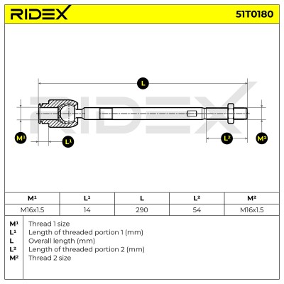 Drążek kierowniczy RIDEX 51T0180 51T0180 - foto 6