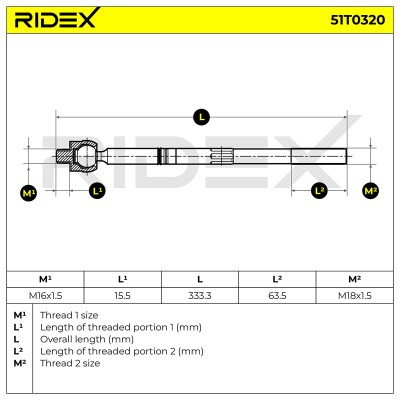 Drążek kierowniczy RIDEX 51T0320 51T0320 - foto 5