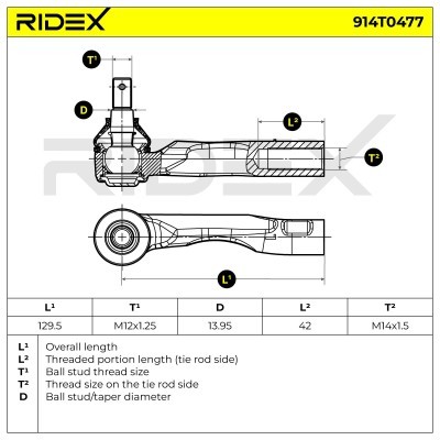 Końcówka drążka kierowniczego RIDEX 914T0477 914T0477 - foto 6