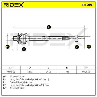 Drążek kierowniczy RIDEX 51T0191 51T0191 - foto 5