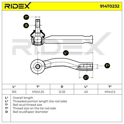 Końcówka drążka kierowniczego RIDEX 914T0232 914T0232 - foto 6