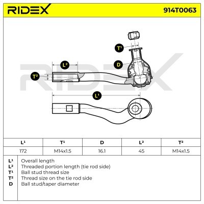 Końcówka drążka kierowniczego RIDEX 914T0063 914T0063 - foto 6