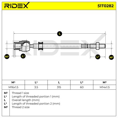 Drążek kierowniczy RIDEX 51T0282 51T0282 - foto 5