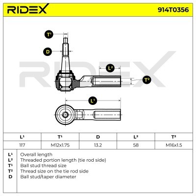 Końcówka drążka kierowniczego RIDEX 914T0356 914T0356 - foto 5