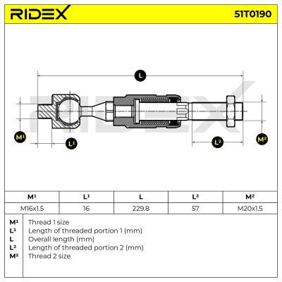 Drążek kierowniczy RIDEX 51T0190 51T0190 - foto 5