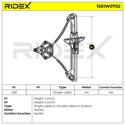 Podnośnik szyby RIDEX 1561W0702 1561W0702 - foto 5