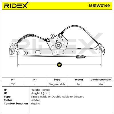 Podnośnik szyby RIDEX 1561W0149 1561W0149 - foto 7