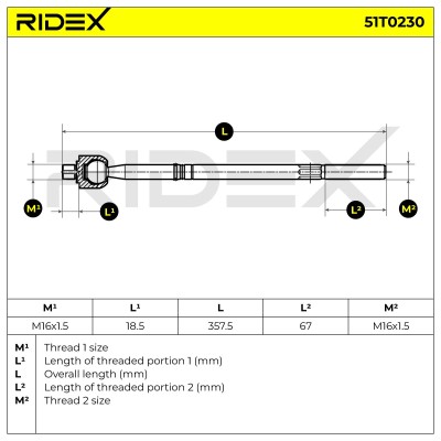 Drążek kierowniczy RIDEX 51T0230 51T0230 - foto 5