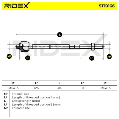Drążek kierowniczy RIDEX 51T0166 51T0166 - foto 7