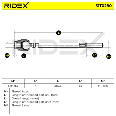 Drążek kierowniczy RIDEX 51T0280 51T0280 - foto 5
