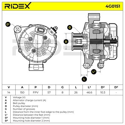 Alternator RIDEX 4G0151 4G0151 - foto 6
