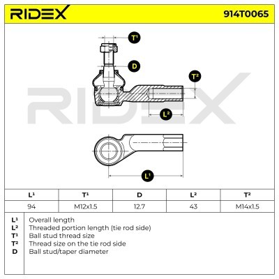 Końcówka drążka kierowniczego RIDEX 914T0065 914T0065 - foto 5