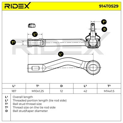 Końcówka drążka kierowniczego RIDEX 914T0529 914T0529 - foto 6