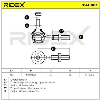 Końcówka drążka kierowniczego RIDEX 914T0183 914T0183 - foto 5