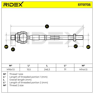 Drążek kierowniczy RIDEX 51T0735 51T0735 - foto 7