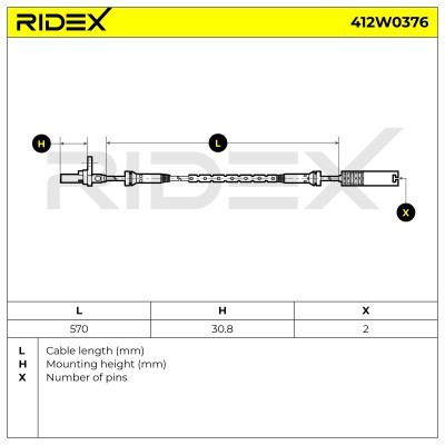 Czujnik ABS RIDEX 412W0376 412W0376 - foto 5