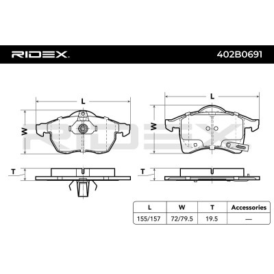 Klocki hamulcowe RIDEX 402B0691 402B0691 - foto 2