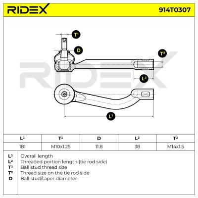 Końcówka drążka kierowniczego RIDEX 914T0307 914T0307 - foto 5