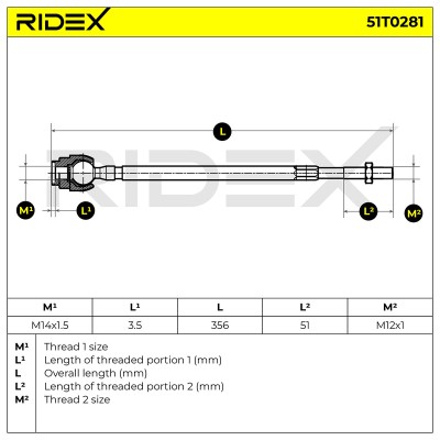 Drążek kierowniczy RIDEX 51T0281 51T0281 - foto 5