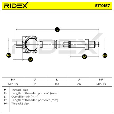 Drążek kierowniczy RIDEX 51T0157 51T0157 - foto 5