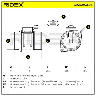Przepływomierz Masowy Powietrza RIDEX 3926A0346 3926A0346 - foto 7