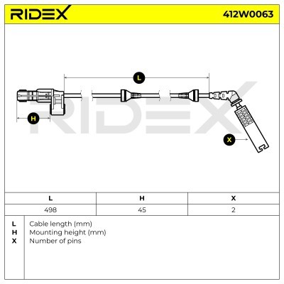 Czujnik ABS RIDEX 412W0063 412W0063 - foto 3