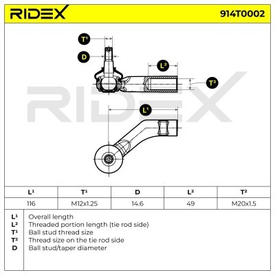Końcówka drążka kierowniczego RIDEX 914T0002 914T0002 - foto 6