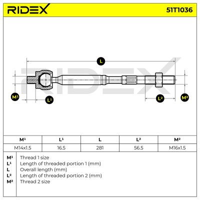 Drążek kierowniczy RIDEX 51T1036 51T1036 - foto 5