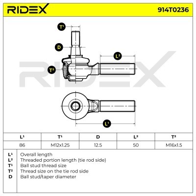 Końcówka drążka kierowniczego RIDEX 914T0236 914T0236 - foto 6