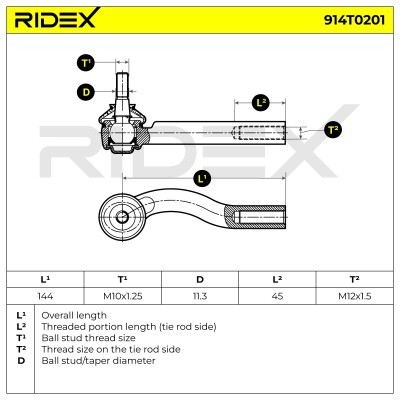 Końcówka drążka kierowniczego RIDEX 914T0201 914T0201 - foto 5