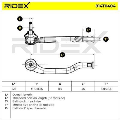 Końcówka drążka kierowniczego RIDEX 914T0404 914T0404 - foto 6